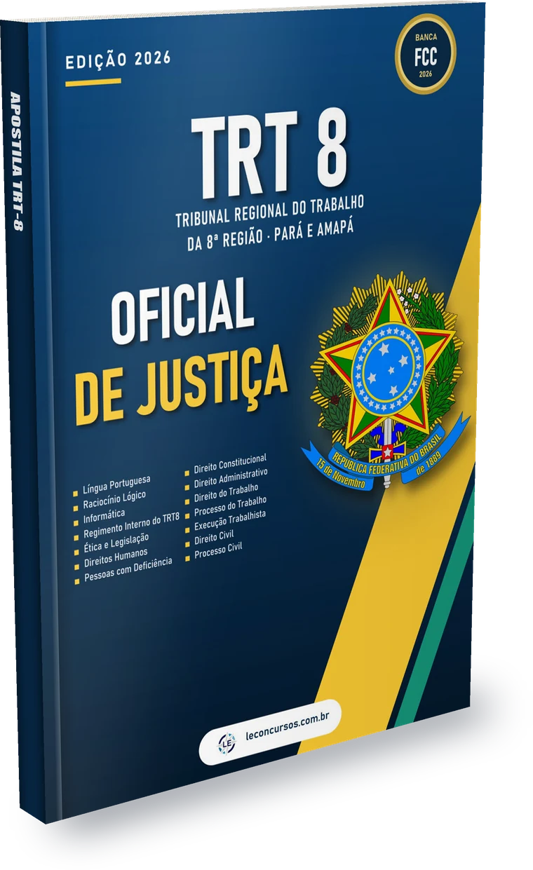 Capa: Apostila TRT-8 2026 em PDF - Oficial de Justiça Avaliador Federal